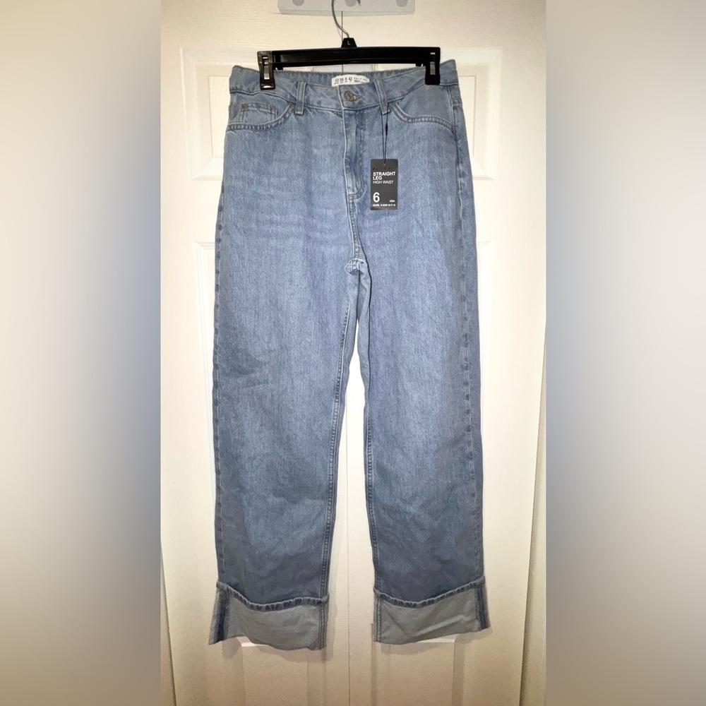 Denim Co. High Waist Straight Leg Jeans – Size 6 – Mid Blue – NWT